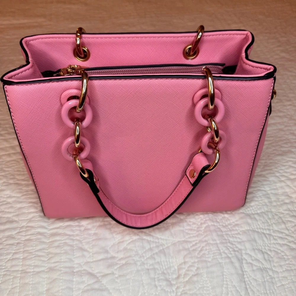 Pink Dainty Handbag with Gold Accent on Handles